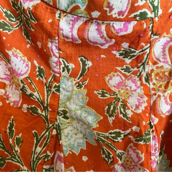 Free People Island Orange Floral Mini Skirt 4 - Picture 6 of 7
